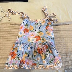 Agua Bendita pastel blue floral tie-shoulder top